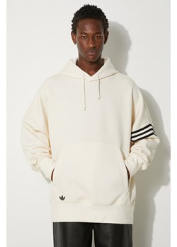 adidas Originals bluza Neuclassics Hoodie męska kolor beżowy z kapturem z aplikacją JF9141 ze sklepu PRM w kategorii Bluzy męskie - zdjęcie 174795354