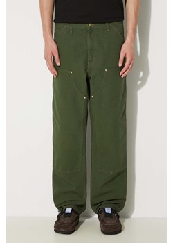 Carhartt WIP spodnie bawełniane Double Knee Pant kolor zielony proste I031501.2BR02 ze sklepu PRM w kategorii Spodnie męskie - zdjęcie 174795532