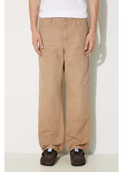 Carhartt WIP spodnie bawełniane Double Knee Pant kolor beżowy proste I031501.2FS3K ze sklepu PRM w kategorii Spodnie męskie - zdjęcie 174795534