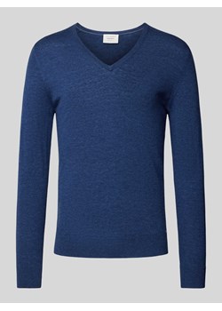 Sweter z dzianiny o kroju slim fit z prążkowanymi wykończeniami ze sklepu Peek&Cloppenburg  w kategorii Swetry męskie - zdjęcie 174800221