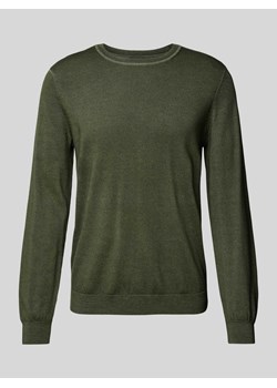 Sweter z dzianiny o kroju slim fit z żywej wełny z okrągłym dekoltem ze sklepu Peek&Cloppenburg  w kategorii Swetry męskie - zdjęcie 174806683