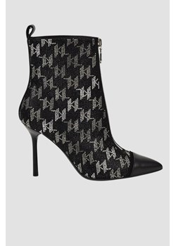 KARL LAGERFELD Czarne skórzane botki na szpilce Ankle Boot Monogram, Wybierz rozmiar 37 ze sklepu outfit.pl w kategorii Botki - zdjęcie 174808212