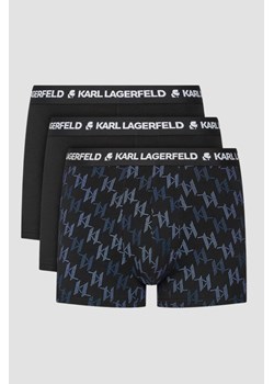 KARL LAGERFELD Zestaw czarnych bokserek 3PACK Aop Monogram Trunk, Wybierz rozmiar XL ze sklepu outfit.pl w kategorii Majtki męskie - zdjęcie 174808394