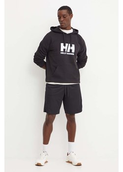 Helly Hansen bluza bawełniana HH LOGO męska kolor czarny z kapturem z nadrukiem 30394 ze sklepu ANSWEAR.com w kategorii Bluzy męskie - zdjęcie 174809011