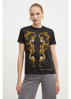 Versace Jeans Couture t-shirt bawełniany damski kolor czarny 77HAH6P3 JS424 ze sklepu ANSWEAR.com w kategorii Bluzki damskie - zdjęcie 174809650