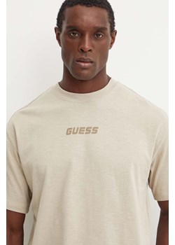 Guess t-shirt bawełniany DALIM męski kolor beżowy z nadrukiem Z4BI00 KCE21 ze sklepu ANSWEAR.com w kategorii T-shirty męskie - zdjęcie 174809742