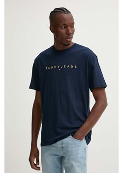 Tommy Jeans t-shirt bawełniany męski kolor granatowy z aplikacją DM0DM19694 ze sklepu ANSWEAR.com w kategorii T-shirty męskie - zdjęcie 174809782