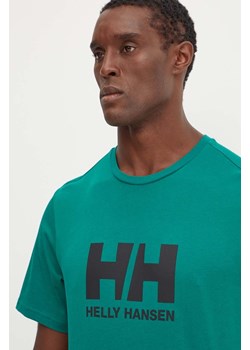 Helly Hansen t-shirt bawełniany HH LOGO męski kolor zielony z nadrukiem 30396 ze sklepu ANSWEAR.com w kategorii T-shirty męskie - zdjęcie 174809792