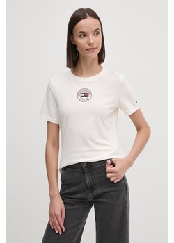 Tommy Hilfiger t-shirt damski kolor beżowy WW0WW43652 ze sklepu ANSWEAR.com w kategorii Bluzki damskie - zdjęcie 174817402