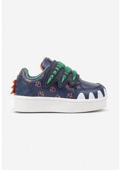 Granatowe Buty Sportowe w Ozdobny Print z Aplikacjami i Zapięciem na Rzep Erisella ze sklepu born2be.pl w kategorii Buty sportowe dziecięce - zdjęcie 174821893