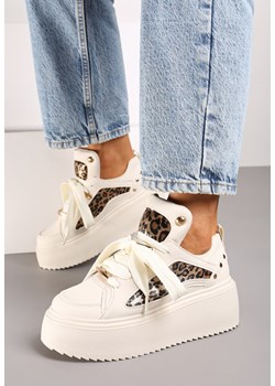 Panterkowe Sneakersy na Platformie Ozdobione Nitami i Metalicznymi Elementami Azista ze sklepu renee.pl w kategorii Buty sportowe damskie - zdjęcie 174824620