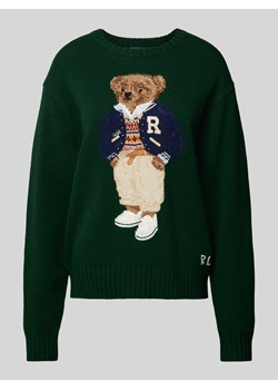 Sweter z dzianiny z wyhaftowanym motywem model ‘PREP BEAR’ ze sklepu Peek&Cloppenburg  w kategorii Swetry damskie - zdjęcie 174834794