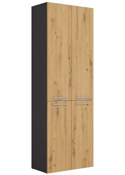 Szafka łazienkowa z koszami antracyt + dąb artisan - Kemi 4X ze sklepu Edinos.pl w kategorii Szafki i regały łazienkowe - zdjęcie 174838770