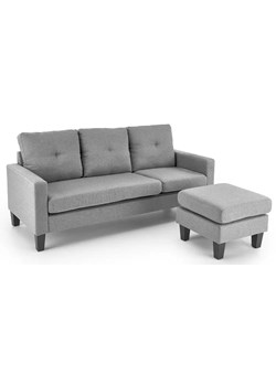 Popielata sofa z dostawianym podnóżkiem - Tuberosa ze sklepu Edinos.pl w kategorii Sofy i kanapy - zdjęcie 174838840
