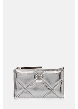 Tory Burch portfel skórzany Kira Metallic Diamond damski kolor srebrny 158632 ze sklepu ANSWEAR.com w kategorii Portfele damskie - zdjęcie 174840144