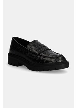 Calvin Klein Jeans mokasyny skórzane FLATFORM LOAFER MG CROC LTH damskie kolor czarny na platformie YW0YW01680 ze sklepu ANSWEAR.com w kategorii Mokasyny damskie - zdjęcie 174847614