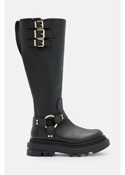 AllSaints kozaki skórzane Jade Biker Boot damskie kolor czarny na platformie W055FB ze sklepu ANSWEAR.com w kategorii Kozaki damskie - zdjęcie 174847710