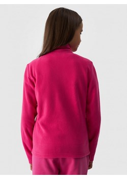 Dziewczęcy polar rozpinany bez kaptura 4F 4FJWMM00TFLEF261 - różowy ze sklepu Sportstylestory.com w kategorii Bluzy dziewczęce - zdjęcie 174849233