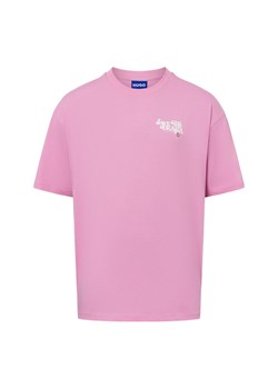 HUGO BLUE Koszulka damska - Oversized Tee_B_1 Kobiety Bawełna brudny róż nadruk ze sklepu vangraaf w kategorii Bluzki damskie - zdjęcie 174850093