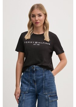 Tommy Hilfiger t-shirt bawełniany damski kolor czarny WW0WW40276 ze sklepu ANSWEAR.com w kategorii Bluzki damskie - zdjęcie 174850801