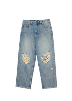 Cropp - Jeansy super baggy z postrzępieniami - niebieski ze sklepu Cropp w kategorii Jeansy męskie - zdjęcie 174854551