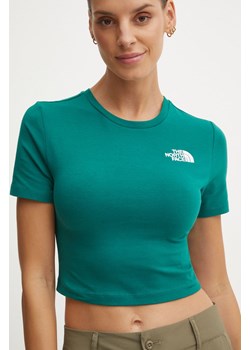 The North Face t-shirt Crop S/S Tee damski kolor zielony NF0A55AONL11 ze sklepu ANSWEAR.com w kategorii Bluzki damskie - zdjęcie 174859060