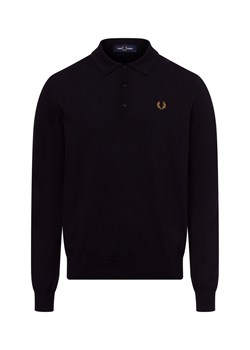 Fred Perry Sweter męski Mężczyźni Wełna granatowy jednolity ze sklepu vangraaf w kategorii Swetry męskie - zdjęcie 174862894