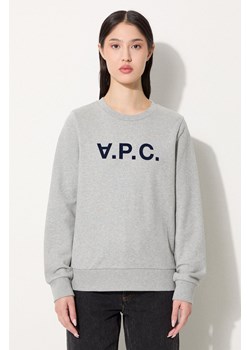 A.P.C. bluza bawełniana Sweat Viva damska kolor szary ze sklepu PRM w kategorii Bluzy damskie - zdjęcie 174870382