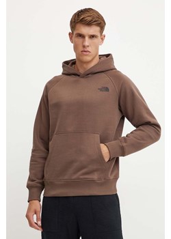 The North Face bluza Raglan Redbox Hoodie męska kolor brązowy z kapturem gładka NF0A89F91OI1 ze sklepu PRM w kategorii Bluzy męskie - zdjęcie 174870531