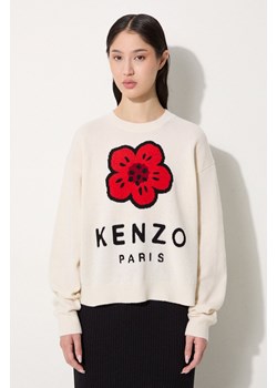 Kenzo sweter wełniany Rws Boke Placed Jumper damski kolor beżowy  FE62PU4903LD.02 ze sklepu PRM w kategorii Swetry damskie - zdjęcie 174870732