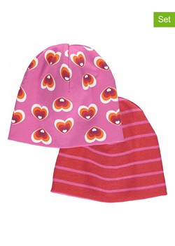 Fred´s World by GREEN COTTON Czapki beanie (2 szt.) &quot;Heart&quot; w kolorze czerwono-różowym ze sklepu Limango Polska w kategorii Czapki dziecięce - zdjęcie 174870894