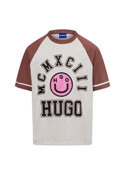 HUGO BLUE Koszulka męska - Nacamos Mężczyźni Bawełna biały nadruk ze sklepu vangraaf w kategorii T-shirty męskie - zdjęcie 174875103