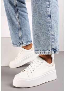 Biało-Beżowe Casualowe Sneakersy na Grubej Podeszwie Tiadonia ze sklepu born2be.pl w kategorii Buty sportowe damskie - zdjęcie 174878974