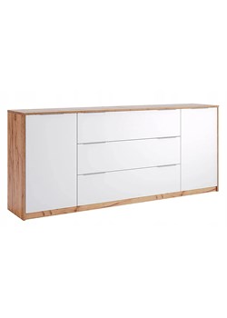 Nowoczesna komoda dąb craft + biały połysk 200 cm - Zenta 15X ze sklepu Edinos.pl w kategorii Komody - zdjęcie 174880542