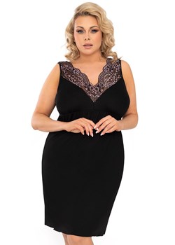 Czarna koszula nocna z ozdobnym haftem plus size Larisa, Kolor czarny, Rozmiar 3XL, Donna ze sklepu Primodo w kategorii Koszule nocne - zdjęcie 174887721