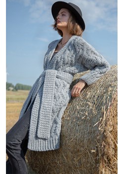 Szary wełniany kardigan o grubym splocie Chunky Knit F1480, Kolor szary, Rozmiar S/M, Fobya ze sklepu Primodo w kategorii Swetry damskie - zdjęcie 174891471