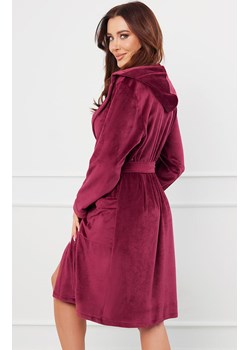 Szlafrok damski bordowy z kapturem Akara, Kolor bordowy, Rozmiar S, Italian Fashion ze sklepu Primodo w kategorii Szlafroki damskie - zdjęcie 174894383