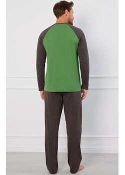 Piżama męska zielono szara na długi rękaw i spodnie Aleksander, Kolor zielono-szary, Rozmiar 2XL, Italian Fashion ze sklepu Intymna w kategorii Piżamy męskie - zdjęcie 174914972