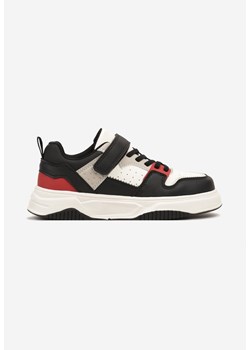 Czarno-Czerwone Płaskie Buty Sportowe Sneakersy ze Skórzaną Wkładką na Rzep Milissea ze sklepu born2be.pl w kategorii Buty sportowe dziecięce - zdjęcie 174920283