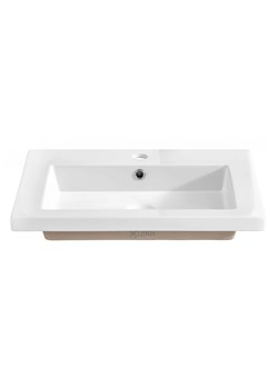 Prostokątna umywalka ceramiczna Defires 60 CM - Biała ze sklepu Edinos.pl w kategorii Meble łazienkowe - zdjęcie 174929053