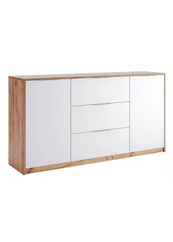 Komoda z szufladami i półkami dąb craft + biały 160 cm - Zenta 14X ze sklepu Edinos.pl w kategorii Komody - zdjęcie 174929310