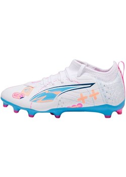 Buty piłkarskie Puma Ultra 5 Match Vol. Up FG/AG 108065 01 białe ze sklepu ButyModne.pl w kategorii Buty sportowe dziecięce - zdjęcie 174938110