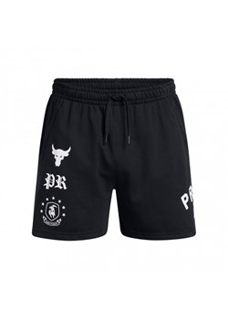 Męskie spodenki treningowe Under Armour Project Rock Terry Flc Short Boh - czarne ze sklepu Sportstylestory.com w kategorii Spodenki męskie - zdjęcie 174942571