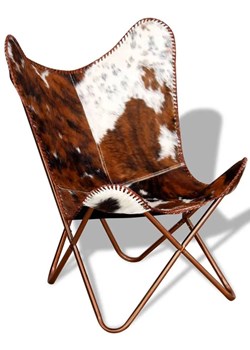 Brązowo biały fotel butterfly retro C1-L33 ze sklepu Edinos.pl w kategorii Fotele - zdjęcie 174956773