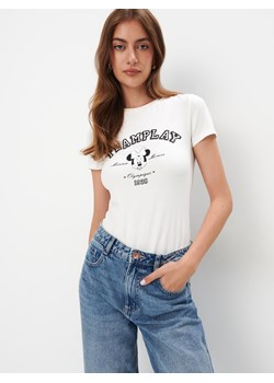 Mohito - Bawełniany t-shirt z Myszką Minnie - biały ze sklepu Mohito w kategorii Bluzki damskie - zdjęcie 174957771