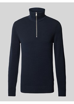 Bluza o kroju regular fit z kołnierzem i fakturą Ottoman ze sklepu Peek&Cloppenburg  w kategorii Swetry męskie - zdjęcie 174961440