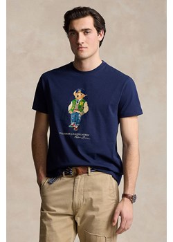 Polo Ralph Lauren t-shirt bawełniany męski kolor niebieski z nadrukiem 710854497 ze sklepu PRM w kategorii T-shirty męskie - zdjęcie 174971410