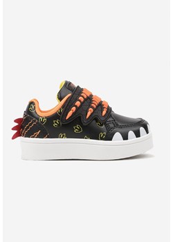 Czarne Buty Sportowe w Ozdobny Print z Aplikacjami i Zapięciem na Rzep Erisella ze sklepu born2be.pl w kategorii Buty sportowe dziecięce - zdjęcie 174972532