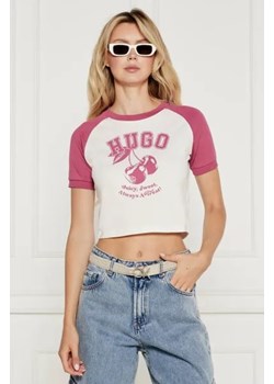 Hugo Blue T-shirt Dana | Cropped Fit ze sklepu Gomez Fashion Store w kategorii Bluzki damskie - zdjęcie 175001104