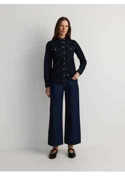 Reserved - Jeansy culotte z wysokim stanem - granatowy ze sklepu Reserved w kategorii Jeansy damskie - zdjęcie 175005124
